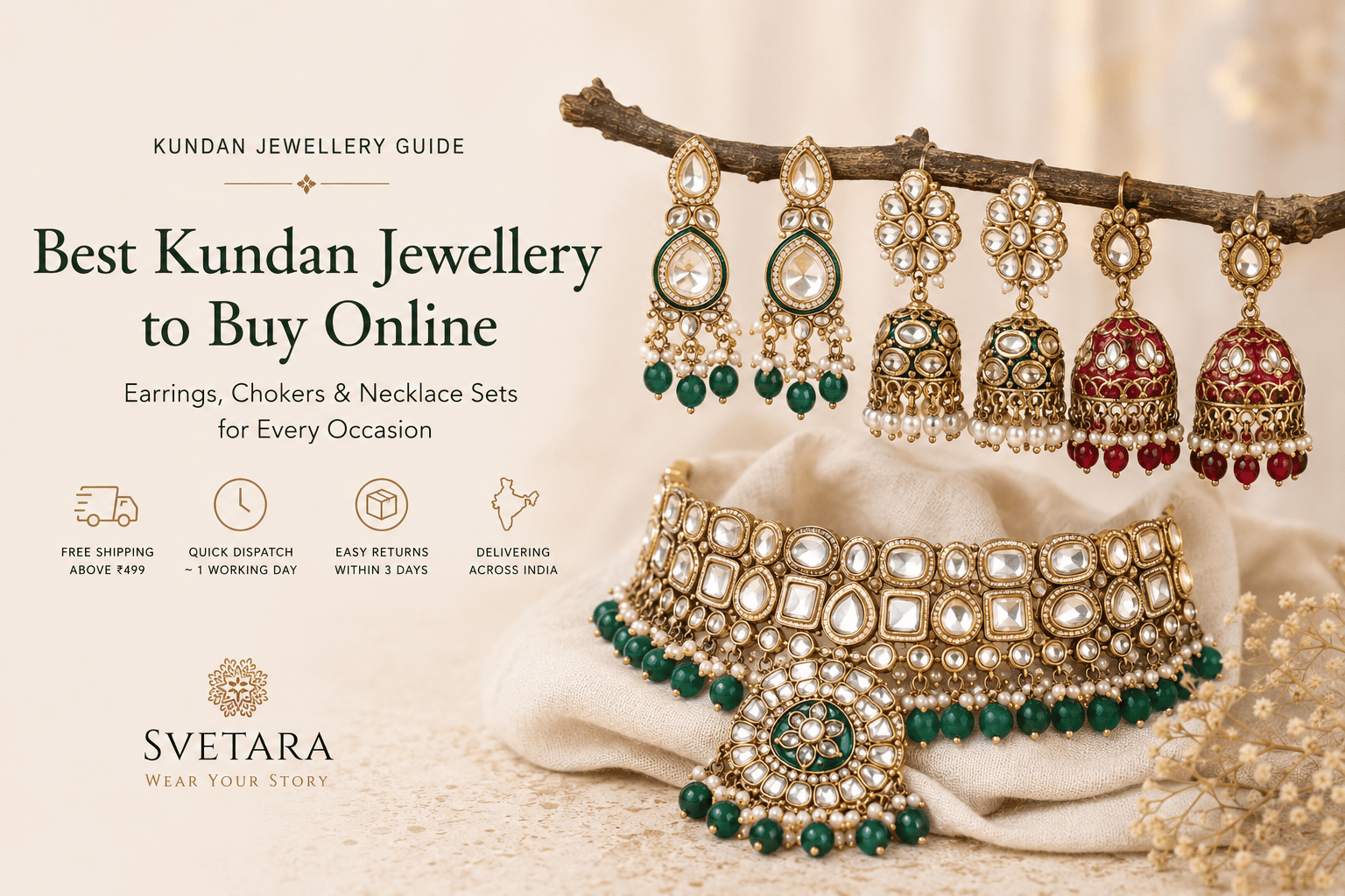 Buy Kundan Jewellery Online: Best Kundan Earrings, Chokers & Necklace Sets